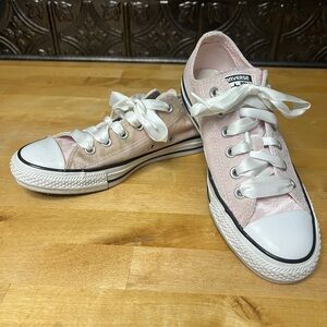 Converse Light Pink Velvet Sneakers with White Laces